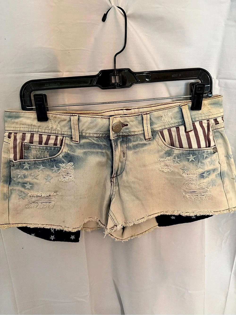 Boom Jeans Women's Distressed Striped Jean Shorts